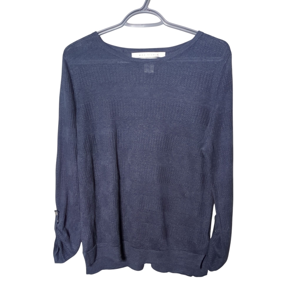 Max Studio 100% Linen Button‎ Back Textured Sweater Size Medium